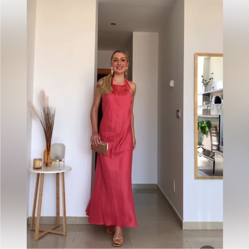 Zara limited edition Linen dress with fringe